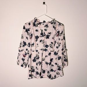 Blush pink floral blouse